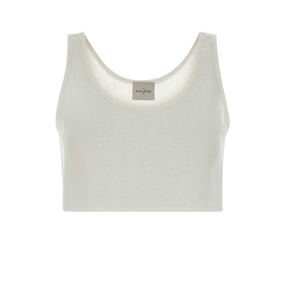 Le Kasha Women White Linen Crop-Top